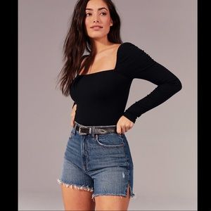 Blue Wash Abercrombie and Fitch Curve Love Jean Shorts 4”